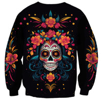 Day of Dead Skull Sweatshirt Sugar Skull Festival Lady - Wonder Print Shop
