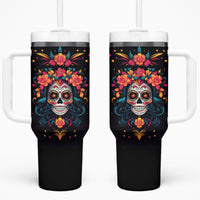 Day of Dead Skull Tumbler With Handle Sugar Skull Festival Lady - Wonder Print Shop