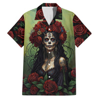 Day of Dead Lady Family Matching Mermaid Dress and Hawaiian Shirt Sugar Skull Rose Lady - Wonder Print Shop