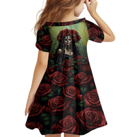 Day of Dead Lady Family Matching Off Shoulder Maxi Dress and Hawaiian Shirt Sugar Skull Rose Lady - Wonder Print Shop
