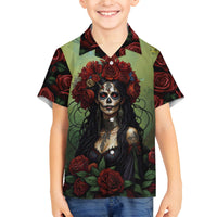 Day of Dead Lady Family Matching Tank Maxi Dress and Hawaiian Shirt Sugar Skull Rose Lady - Wonder Print Shop