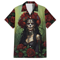 Day of Dead Lady Hawaiian Shirt Sugar Skull Rose Lady - Wonder Print Shop