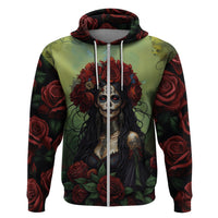 Day of Dead Lady Hoodie Sugar Skull Rose Lady - Wonder Print Shop