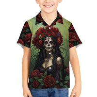 Day of Dead Lady Kid Hawaiian Shirt Sugar Skull Rose Lady - Wonder Print Shop