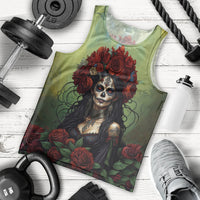 Day of Dead Lady Men Tank Top Sugar Skull Rose Lady - Wonder Print Shop