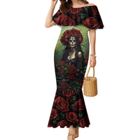 Day of Dead Lady Mermaid Dress Sugar Skull Rose Lady - Wonder Print Shop