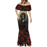 Day of Dead Lady Mermaid Dress Sugar Skull Rose Lady - Wonder Print Shop