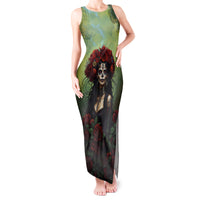 Day of Dead Lady Tank Maxi Dress Sugar Skull Rose Lady - Wonder Print Shop