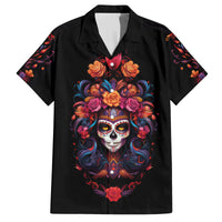 Day of Dead Skull Family Matching Off Shoulder Long Sleeve Dress and Hawaiian Shirt Sugar Skull Festival Lady - Wonder Print Shop