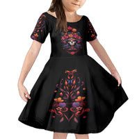 Day of Dead Skull Family Matching Off Shoulder Short Dress and Hawaiian Shirt Sugar Skull Festival Lady - Wonder Print Shop
