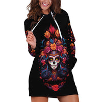 Day of Dead Skull Hoodie Dress Sugar Skull Festival Lady - Wonder Print Shop