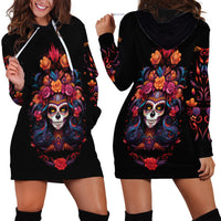 Day of Dead Skull Hoodie Dress Sugar Skull Festival Lady - Wonder Print Shop
