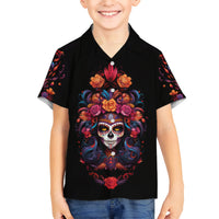 Day of Dead Skull Kid Hawaiian Shirt Sugar Skull Festival Lady - Wonder Print Shop