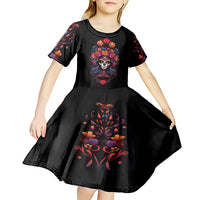 Day of Dead Skull Kid Short Sleeve Dress Sugar Skull Festival Lady - Wonder Print Shop