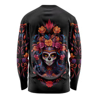 Day of Dead Skull Long Sleeve Shirt Sugar Skull Festival Lady - Wonder Print Shop