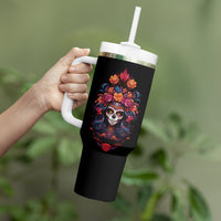 Day of Dead Skull Tumbler With Handle Sugar Skull Festival Lady - Wonder Print Shop