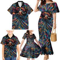 Day of Dead Lady Family Matching Mermaid Dress and Hawaiian Shirt Sugar Skull Lady Dancing - Wonder Print Shop