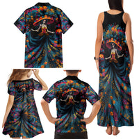 Day of Dead Lady Family Matching Tank Maxi Dress and Hawaiian Shirt Sugar Skull Lady Dancing - Wonder Print Shop