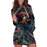 Day of Dead Lady Hoodie Dress Sugar Skull Lady Dancing - Wonder Print Shop