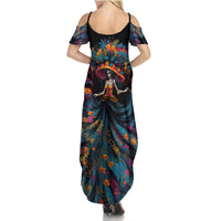 Day of Dead Lady Summer Maxi Dress Sugar Skull Lady Dancing - Wonder Print Shop