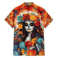 Day of Dead Lady Family Matching Summer Maxi Dress and Hawaiian Shirt Sugar Skull Field Rose Lady - Wonder Print Shop