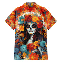 Day of Dead Lady Hawaiian Shirt Sugar Skull Field Rose Lady - Wonder Print Shop