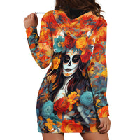 Day of Dead Lady Hoodie Dress Sugar Skull Field Rose Lady - Wonder Print Shop