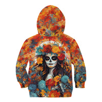 Day of Dead Lady Kid Hoodie Sugar Skull Field Rose Lady - Wonder Print Shop