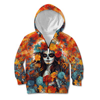 Day of Dead Lady Kid Hoodie Sugar Skull Field Rose Lady - Wonder Print Shop