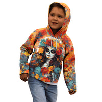 Day of Dead Lady Kid Hoodie Sugar Skull Field Rose Lady - Wonder Print Shop