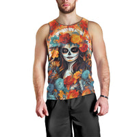 Day of Dead Lady Men Tank Top Sugar Skull Field Rose Lady - Wonder Print Shop