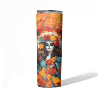 Day of Dead Lady Skinny Tumbler Sugar Skull Field Rose Lady - Wonder Print Shop