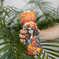 Day of Dead Lady Skinny Tumbler Sugar Skull Field Rose Lady - Wonder Print Shop