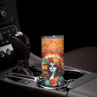 Day of Dead Lady Skinny Tumbler Sugar Skull Field Rose Lady - Wonder Print Shop