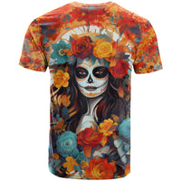 Day of Dead Lady T Shirt Sugar Skull Field Rose Lady - Wonder Print Shop