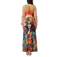 Day of Dead Lady Tank Maxi Dress Sugar Skull Field Rose Lady - Wonder Print Shop