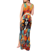Day of Dead Lady Tank Maxi Dress Sugar Skull Field Rose Lady - Wonder Print Shop