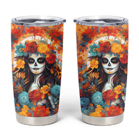 Day of Dead Lady Tumbler Cup Sugar Skull Field Rose Lady - Wonder Print Shop