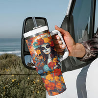 Day of Dead Lady Tumbler With Handle Sugar Skull Field Rose Lady - Wonder Print Shop