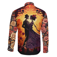 Day of Dead Couple Family Matching Long Sleeve Bodycon Dress and Hawaiian Shirt Sugar Skull Couple Dancing - Wonder Print Shop