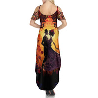 Day of Dead Couple Family Matching Summer Maxi Dress and Hawaiian Shirt Sugar Skull Couple Dancing - Wonder Print Shop