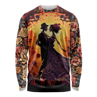 Day of Dead Couple Long Sleeve Shirt Sugar Skull Couple Dancing - Wonder Print Shop