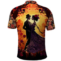 Day of Dead Couple Polo Shirt Sugar Skull Couple Dancing - Wonder Print Shop
