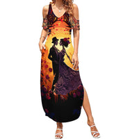 Day of Dead Couple Summer Maxi Dress Sugar Skull Couple Dancing - Wonder Print Shop