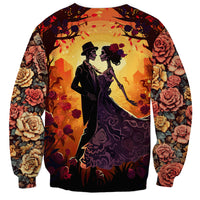 Day of Dead Couple Sweatshirt Sugar Skull Couple Dancing - Wonder Print Shop