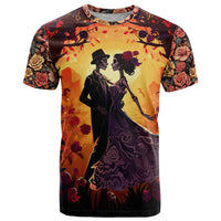 Day of Dead Couple T Shirt Sugar Skull Couple Dancing - Wonder Print Shop