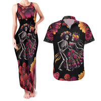 Day of Dead Couple Couples Matching Tank Maxi Dress and Hawaiian Shirt Sugar Skull Couple Dancing - Wonder Print Shop