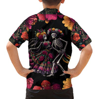 Day of Dead Couple Family Matching Puletasi Dress and Hawaiian Shirt Sugar Skull Couple Dancing - Wonder Print Shop