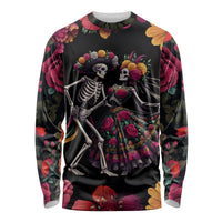 Day of Dead Couple Long Sleeve Shirt Sugar Skull Couple Dancing - Wonder Print Shop