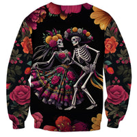 Day of Dead Couple Sweatshirt Sugar Skull Couple Dancing - Wonder Print Shop